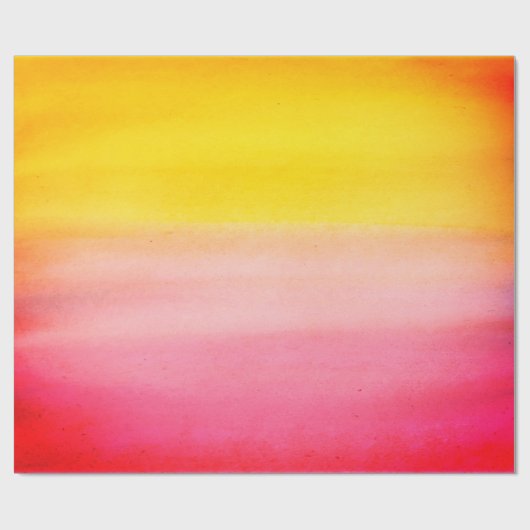 グラデーションな水彩画のカスタムなピンク及び黄色い包むこと ラッピングペーパー (フラット)