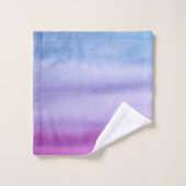 グラデーションな水彩画の名前をカスタムするの紫色か青タオルセット バスタオルセット (ウォッシュタオル)