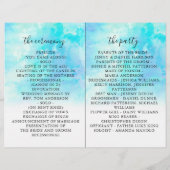 グラデーションな水彩画の結婚式のBi折目プログラム-青 (裏面)