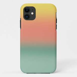 グラデーションな水彩画の質の日没の黄色のピンクのティール(緑がかった色) iPhone 11 ケース
