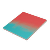 グラデーションな水彩画の質-ティール（緑がかった色）および珊瑚 タイル (側面)