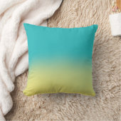 グラデーションな水彩画の質-ティール(緑がかった色)および黄色い日没 クッション (ブランケット)