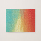 グラデーションな水彩画の質-ティール(緑がかった色)、黄色、珊瑚 ジグソーパズル (横)