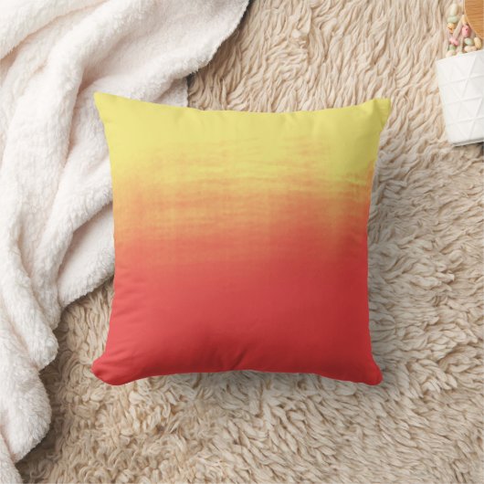 グラデーションな水彩画の質-黄色および珊瑚の日没 クッション (ブランケット)