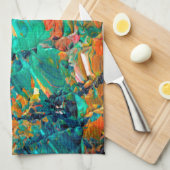 グラデーションな永遠の潮2オレンジの青緑の黒 キッチンタオル (四つ折り)