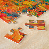 グラデーションな永遠の潮2オレンジの青緑の黒 ジグソーパズル (側面)