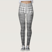 グラデーションな灰色白の黒の千鳥格子のな点検 レギンス (正面)