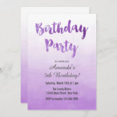 グラデーションな紫色の水彩画の誕生日の招待状 招待状 (正面/裏面)