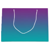 グラデーションな紫色及びティール（緑がかった色） ラージペーパーバッグ (正面)