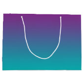 グラデーションな紫色及びティール（緑がかった色） ラージペーパーバッグ (裏面)