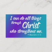 グラデーションな紫色及びティール（緑がかった色） Philippiansの4:13の聖なる書物、経典 名刺 (正面)