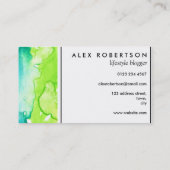 グラデーションな緑、黄色および赤い水彩画 名刺 (裏面)