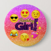 グラデーションな輝きが付いている誕生日の女の子の大きいボタン 缶バッジ (正面)