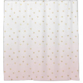 グラデーションな金ゴールドのハートの赤面のピンク シャワーカーテン (正面)