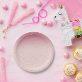 グラデーションな金ゴールドのハートの赤面のピンク ペーパープレート (パーティー)