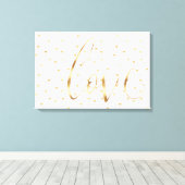 グラデーションな金ゴールドのハート愛 キャンバスプリント (インサイチュ (ウッドフロア))