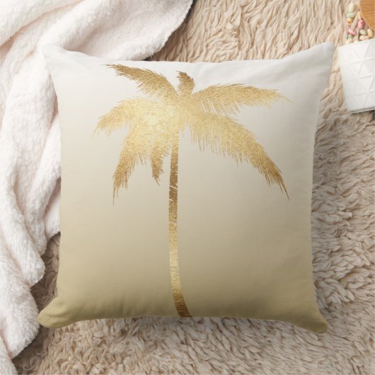 グラデーションな金色やし自由章の木 クッション (ブランケット)