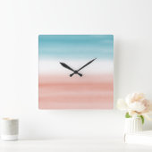 グラデーションな青いモモ スクエア壁時計 (ホーム)