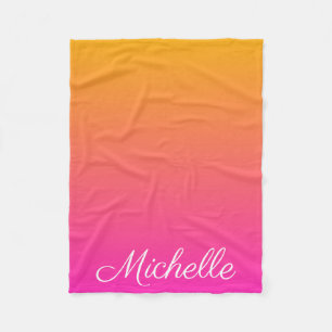 グラデーションな黄色く、ピンクの勾配 フリースブランケット