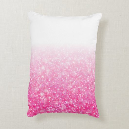 グラデーションな10代のなプレティーンの女の子のきらめくピンクのグリッター アクセントクッション (裏面(縦))