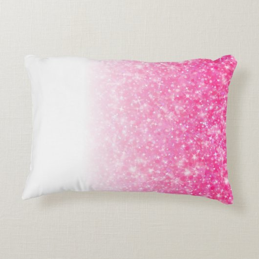 グラデーションな10代のなプレティーンの女の子のきらめくピンクのグリッター アクセントクッション (裏面)