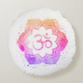 グラデーションな*~* OMの記号のはすの花の曼荼羅 ラウンドクッション (裏面)