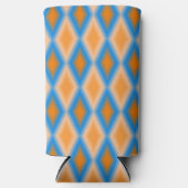 グラデーションのオレンジ色の青ひし形 スリム缶クーラー (正面)