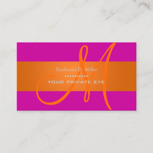 グラデーションのオレンジ色モノグラム/ディーカラー 名刺 (正面)