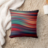 グラデーションのソフトカラー赤オレンジ色の青エレガント波 クッション (ブランケット)