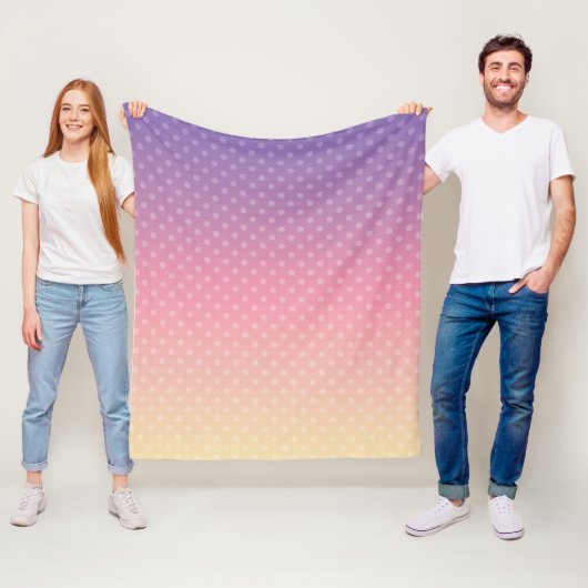グラデーションのソフトパステルカラー水玉模様ピンクバイオレット フリースブランケット (インサイチュ)