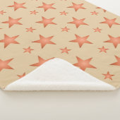 グラデーションのテラコッタオレンジ色の星模様 シェルパブランケット (3/4)