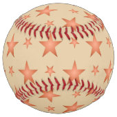 グラデーションのテラコッタオレンジ色の星模様 ソフトボール (裏面)