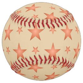 グラデーションのテラコッタオレンジ色の星模様 ソフトボール