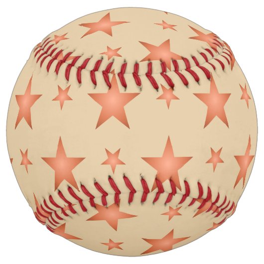 グラデーションのテラコッタオレンジ色の星模様 ソフトボール (正面)