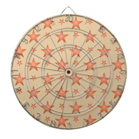 グラデーションのテラコッタオレンジ色の星模様 ダーツボード (正面)