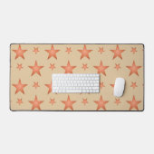 グラデーションのテラコッタオレンジ色の星模様 デスクマット (キーボード&マウス)