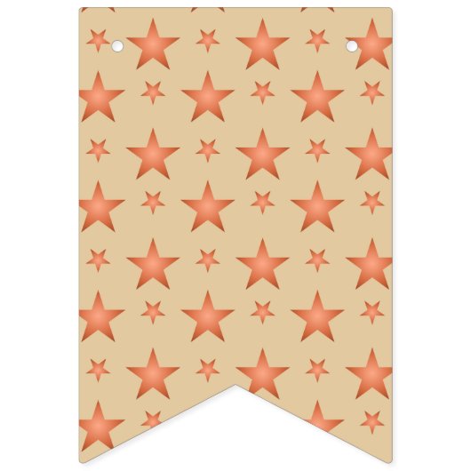 グラデーションのテラコッタオレンジ色の星模様 バンティングフラッグ (第1の旗)