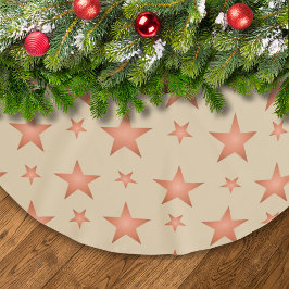 グラデーションのテラコッタオレンジ色の星模様 ブラッシュドポリエステルツリースカート