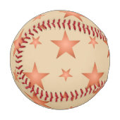 グラデーションのテラコッタオレンジ色の星模様 野球ボール (正面左)