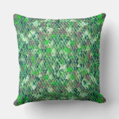 グラデーションのトーンを持つ緑がかった三角形のモザイク クッション (裏面)