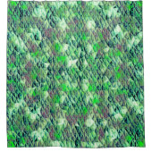 グラデーションのトーンを持つ緑がかった三角形のモザイク シャワーカーテン (正面)