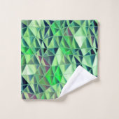 グラデーションのトーンを持つ緑がかった三角形のモザイク バスタオルセット (ウォッシュタオル)