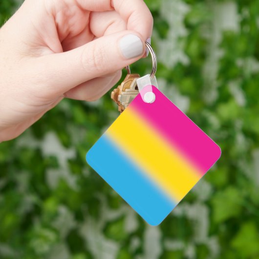 グラデーションのパンセクシャルプライドフラグカラフル- Pan Flag キーホルダー (手)