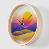 グラデーションの丘と星を持つ夢のような砂漠の夕日 壁時計 (傾斜)