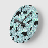 グラデーションの影の恐竜銀河系宇宙 ラウンド壁時計 (傾斜)