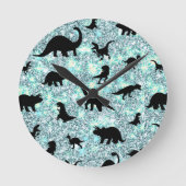 グラデーションの影の恐竜銀河系宇宙 ラウンド壁時計 (正面)