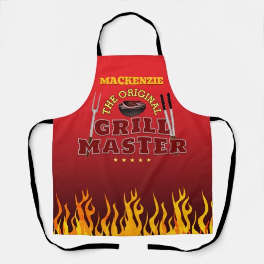 グラデーションの炎で楽しむGRILL MASTER エプロン (正面)