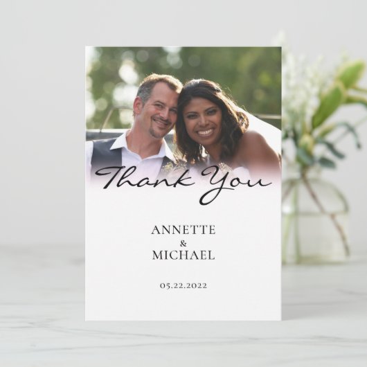グラデーションの白い結婚フェードのサンキューカード サンキューカード (スタンド正面)