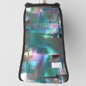 グラデーションの緑と、柔らかいネオンで色付きの重なり ゴルフヘッドカバー (回転90)