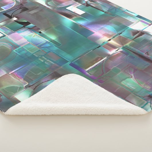 グラデーションの緑と、柔らかいネオンで色付きの重なり シェルパブランケット (3/4)